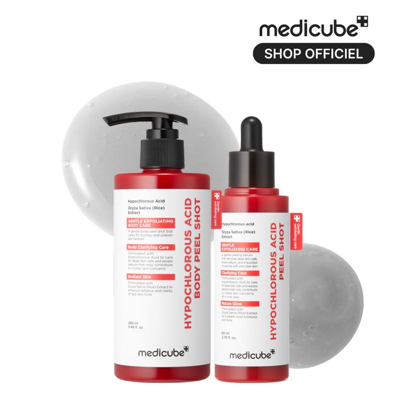 Duo Rice Peel Shot with Hypochlorous Acid | Face & Body | Dual Exfoliating Serum to Eliminate Dead Skin Cells & Improve Pore Appearance | With Rice Extract, Hypochlorous Acid & Panthenol | Hydration & Smoother Skin